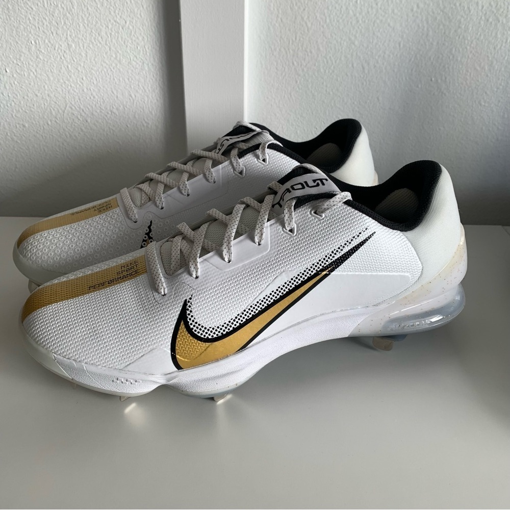 Nike Mens Force Zoom Trout 7 Pro White Gold 13 Baseball Metal Cleats CQ7224-106